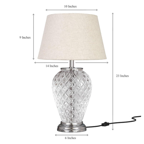 Silver Finish Diamond Cut Glass Lamp - Decor Mantra 