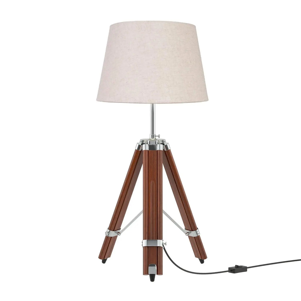 Stylish Tripod Table Lamp with Wood and Steel - Decor Mantra 