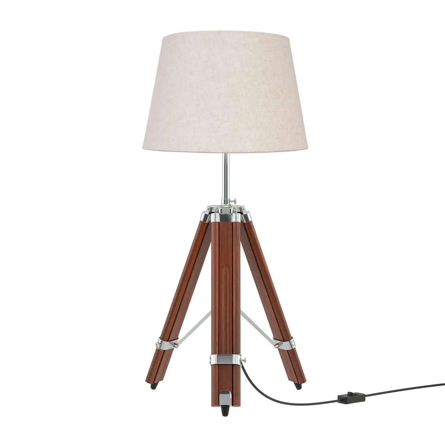 Stylish Tripod Table Lamp with Wood and Steel - Decor Mantra 