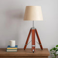 Stylish Tripod Table Lamp with Wood and Steel - Decor Mantra 