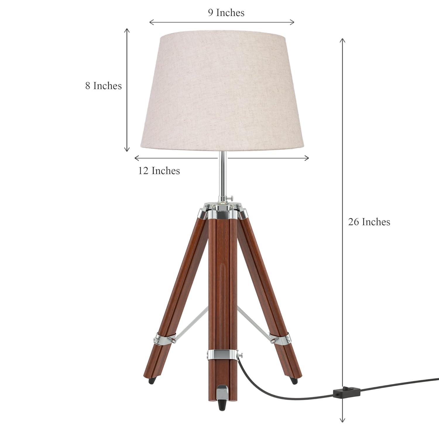 Stylish Tripod Table Lamp with Wood and Steel - Decor Mantra 
