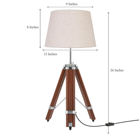 Stylish Tripod Table Lamp with Wood and Steel - Decor Mantra 