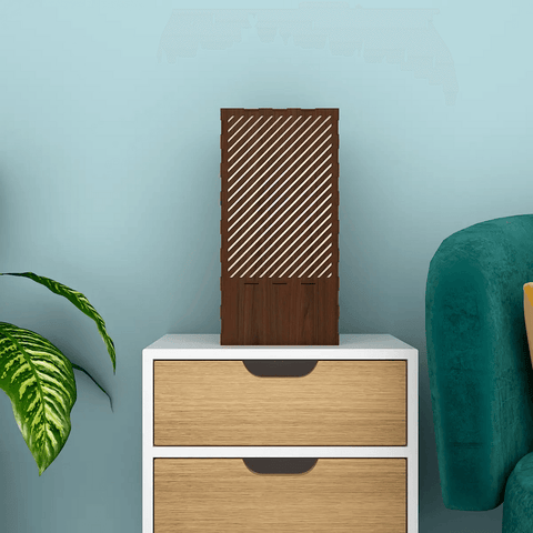 Stylish Wooden Table Lamp with Lining Pattern - Decor Mantra 