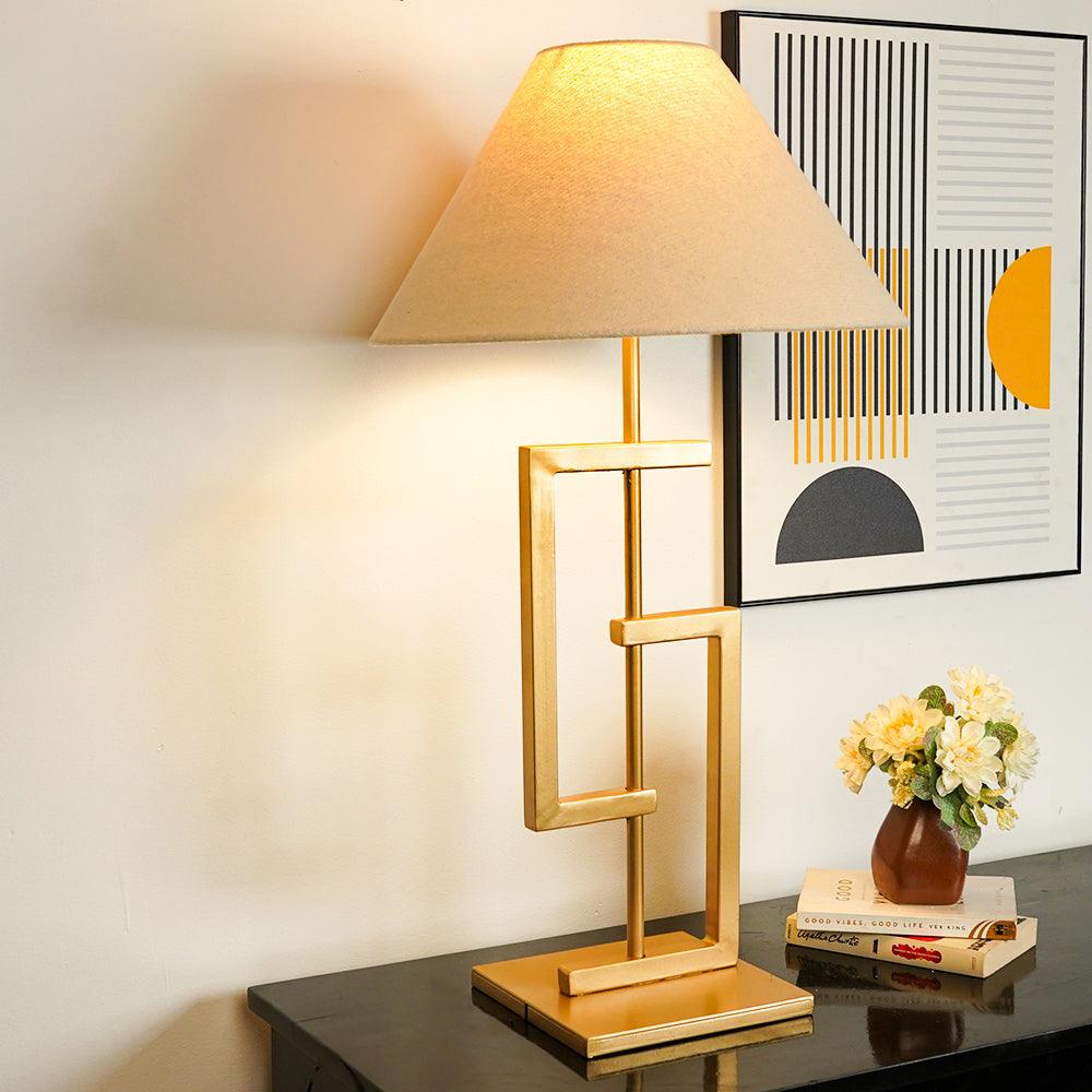 Metal Table Lamp with Golden Finish for Decor - Decor Mantra 
