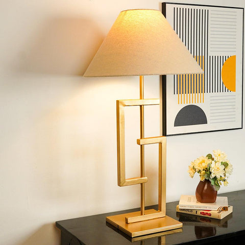 Metal Table Lamp with Golden Finish for Decor - Decor Mantra 
