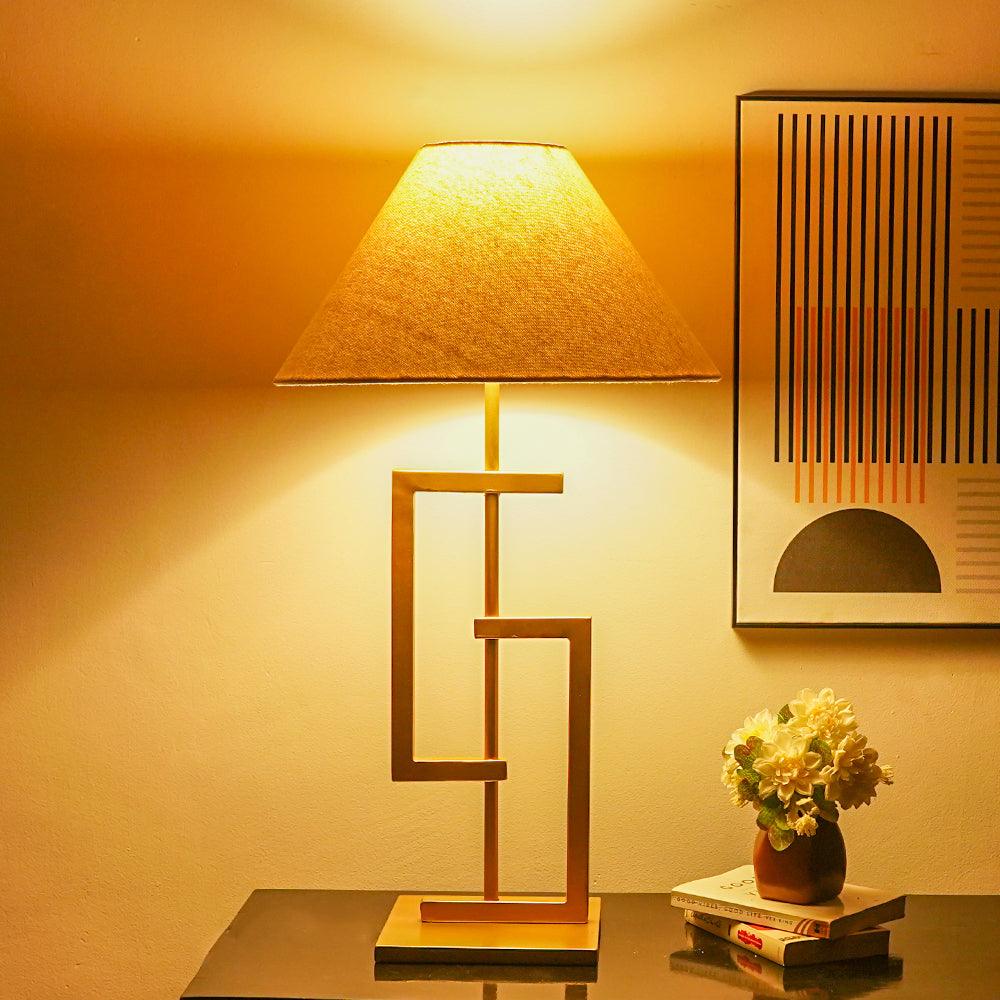 Metal Table Lamp with Golden Finish for Decor - Decor Mantra 