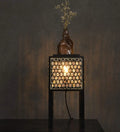 Handcrafted Teak Wood Table Lamp with Black Cane Shade - Decor Mantra 