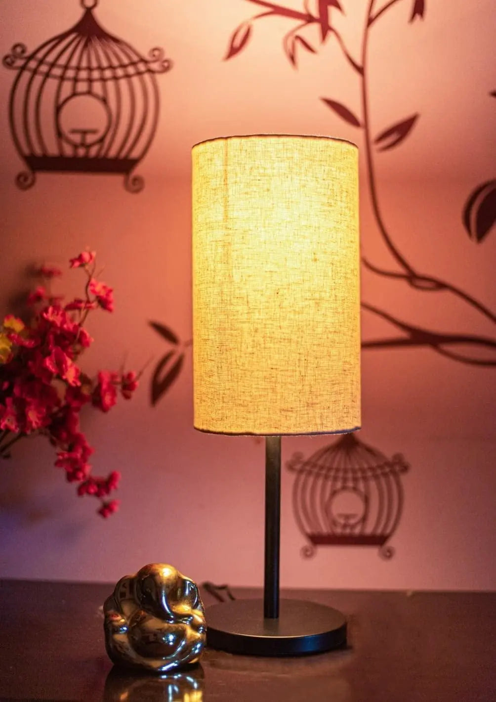 Elegant Black Bedroom Lamp with Cylinder Lampshade - Decor Mantra 