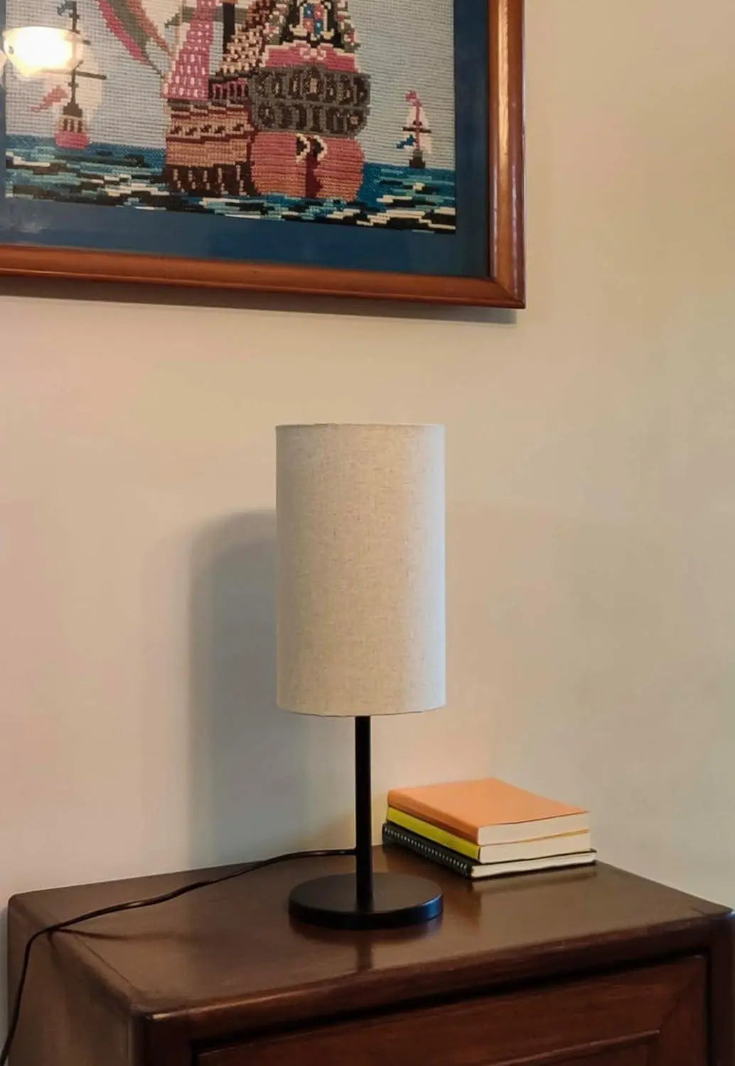 Elegant Black Bedroom Lamp with Cylinder Lampshade - Decor Mantra 