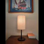 Elegant Black Bedroom Lamp with Cylinder Lampshade - Decor Mantra 