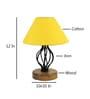 Table Lamp with Yellow Cotton Shade and Wood-Iron Base - Decor Mantra 