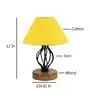 Table Lamp with Yellow Cotton Shade and Wood-Iron Base - Decor Mantra 