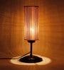Stylish Table Lamp with Black Base and Bamboo Shade - Decor Mantra 
