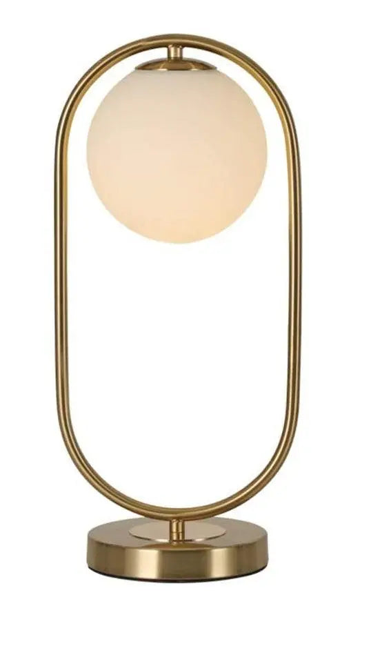 Golden Table Lamp with Milky Globe and Capsule Shape - Decor Mantra 