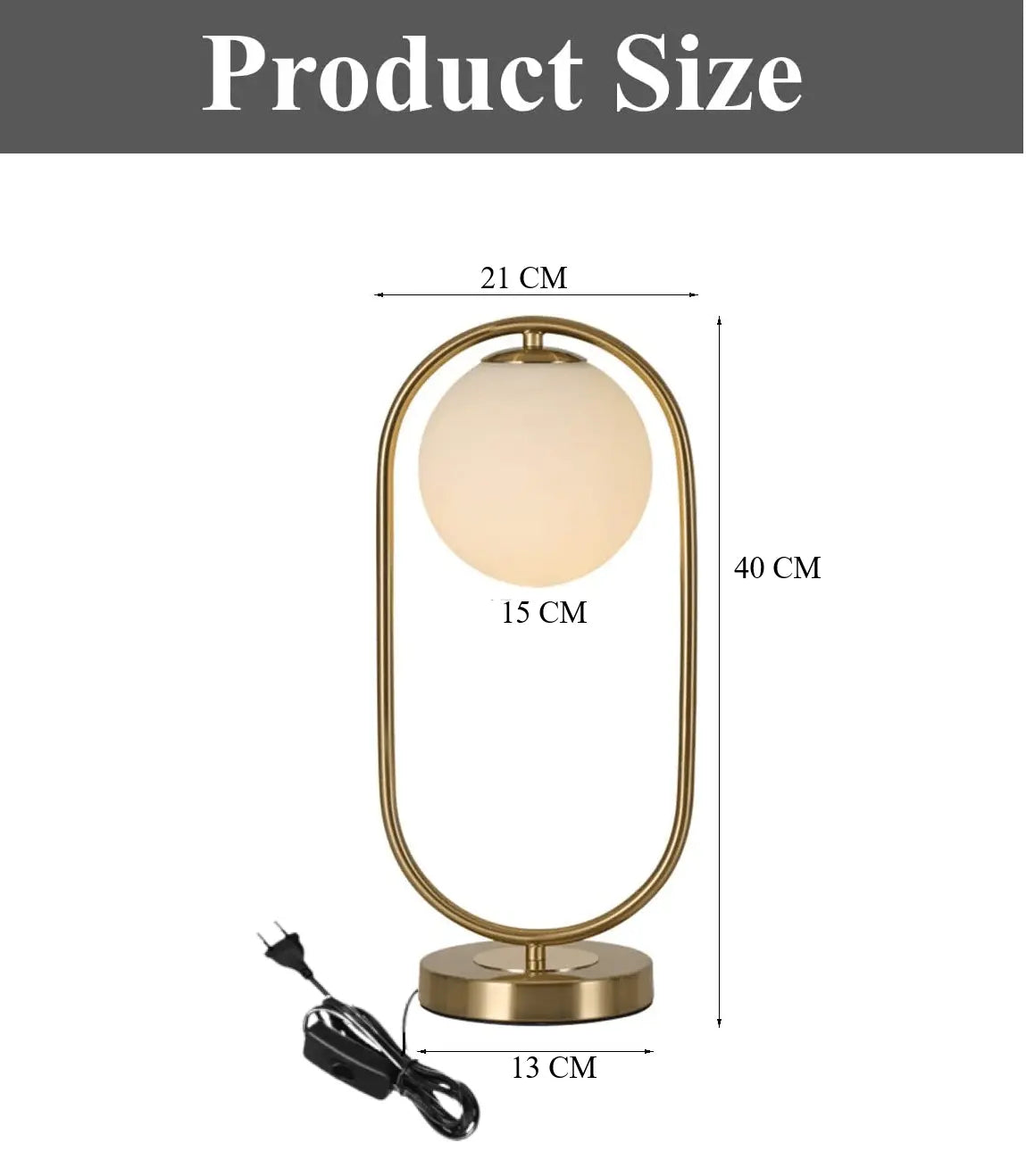 Golden Table Lamp with Milky Globe and Capsule Shape - Decor Mantra 