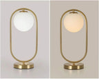 Golden Table Lamp with Milky Globe and Capsule Shape - Decor Mantra 