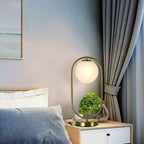 Golden Table Lamp with Milky Globe and Capsule Shape - Decor Mantra 