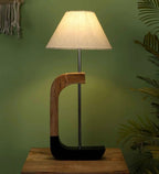 Elegant White Fabric Shade Lamp with Brown and Black Base - Decor Mantra 