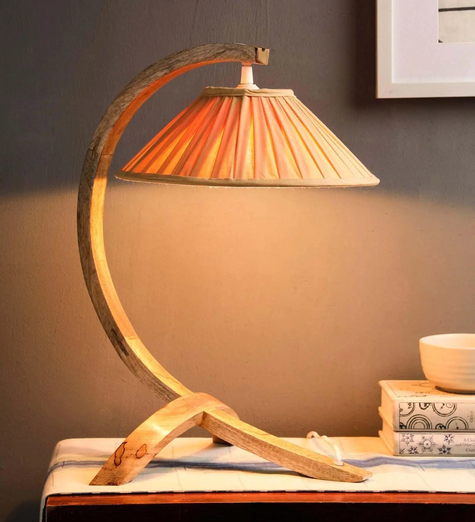 Lamp with Beige Fabric Shade and Upholstered Base - Decor Mantra 