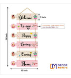 Welcome Home Quote Decorative Wall Art MDF Wooden Wall Hanger for Living Room | Bedroom | Gifts | Decor Hanging Ornaments | Modern Decoration (WH_6601N), Set of 6 - Decor Mantra 
