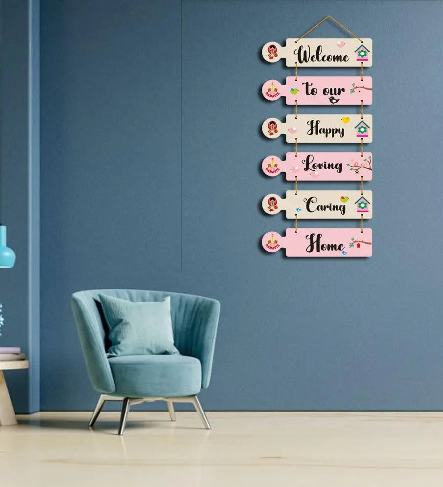 Quotes Decorative Wall Art MDF Wooden Wall Hanger for Living Room | Bedroom | Home Wall Decor | Gifts | Wall Hangings for Decoration | Artworks Ornaments (WH_6001N), Set of 6 - Decor Mantra 