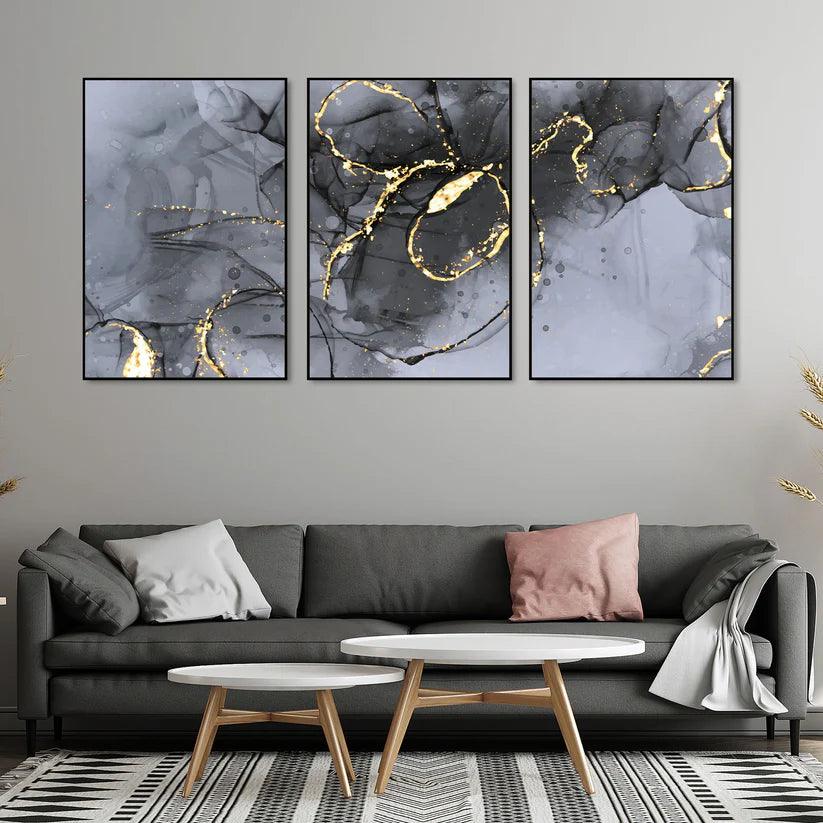 Tangled Design Floating Canvas Wall Painting Set of Three - Decor Mantra 