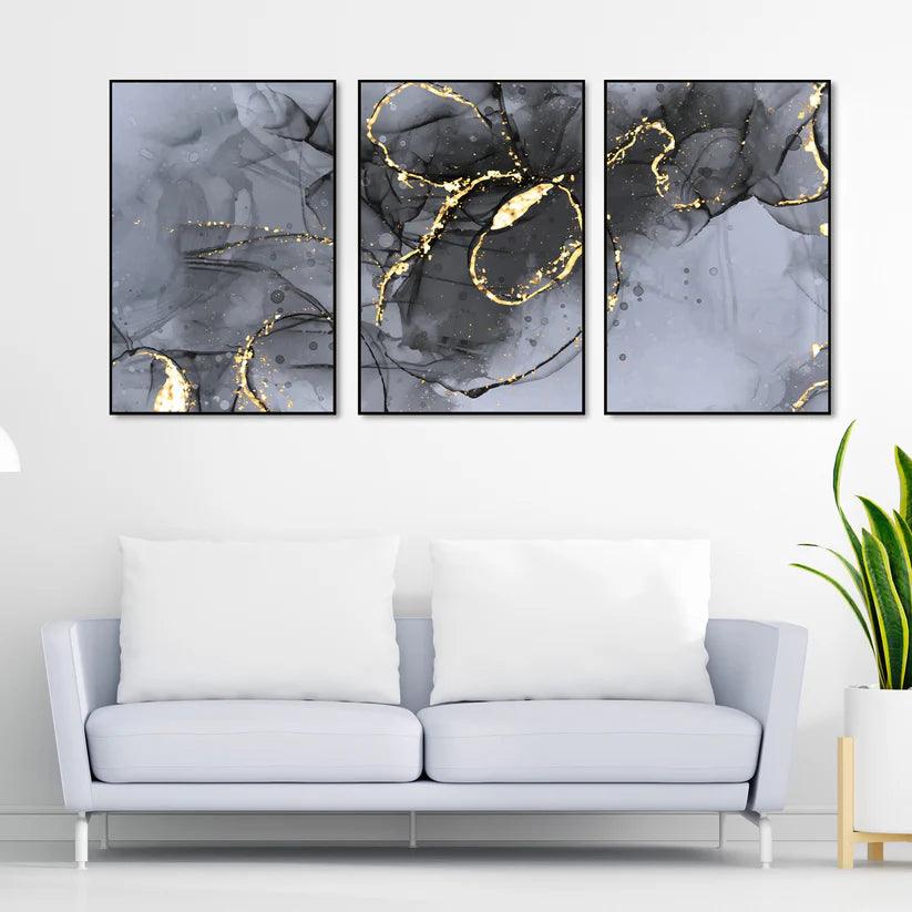 Tangled Design Floating Canvas Wall Painting Set of Three - Decor Mantra 