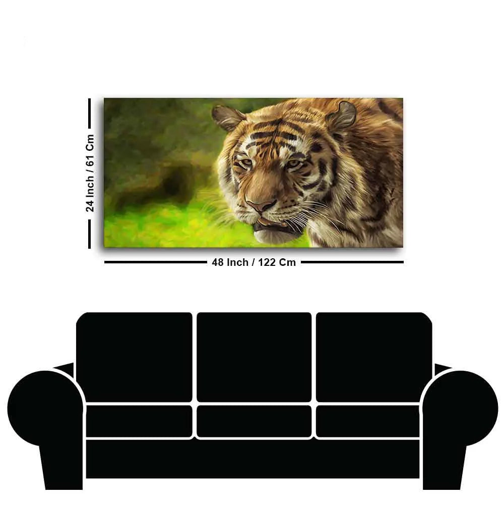 Tiger in Forest Premium Wall Painting DECORMANTRA