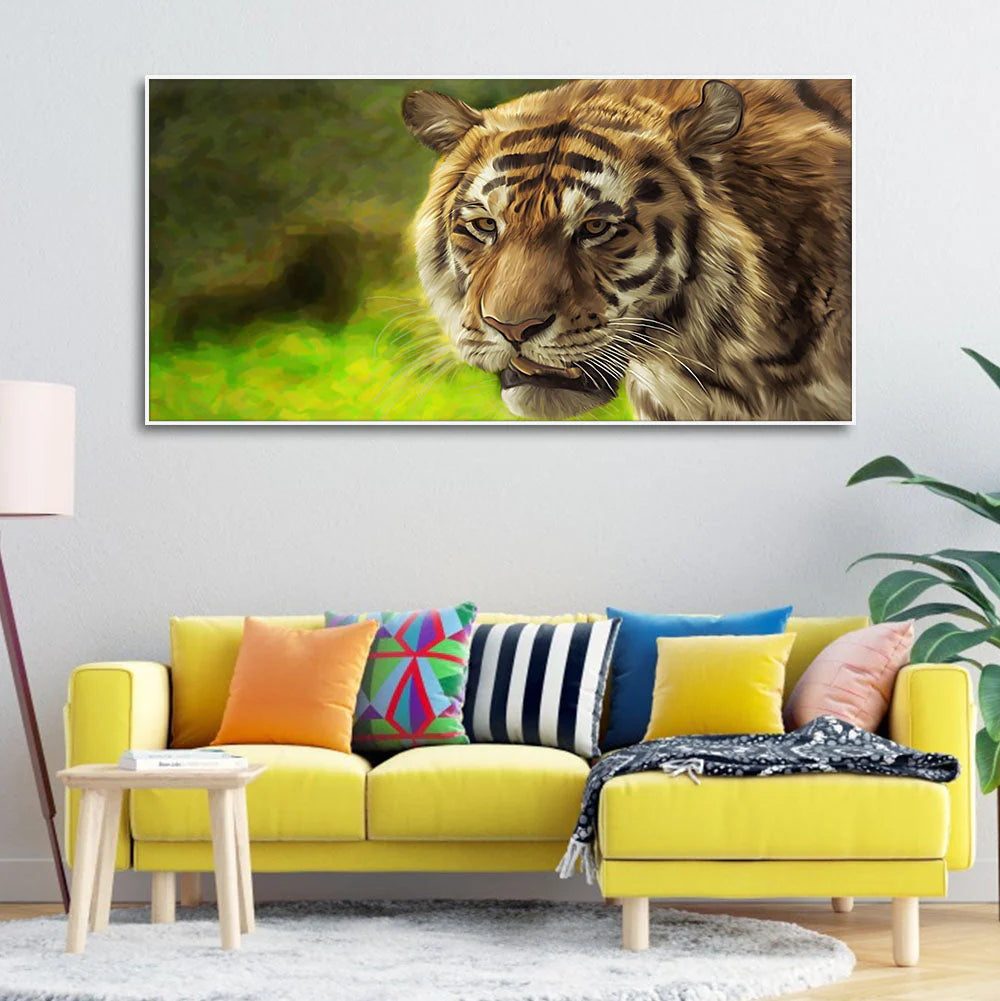 Tiger in Forest Premium Wall Painting DECORMANTRA