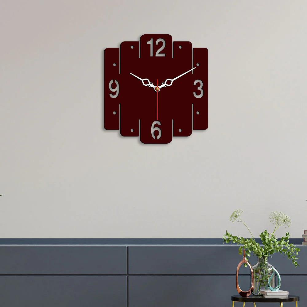 Trapezium Shape Designer Wooden Wall Clock - Decor Mantra 