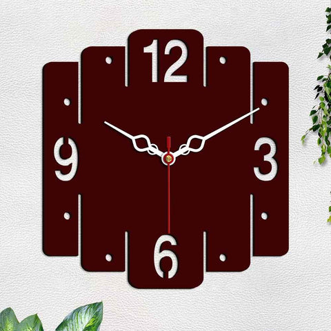 Trapezium Shape Designer Wooden Wall Clock - Decor Mantra 
