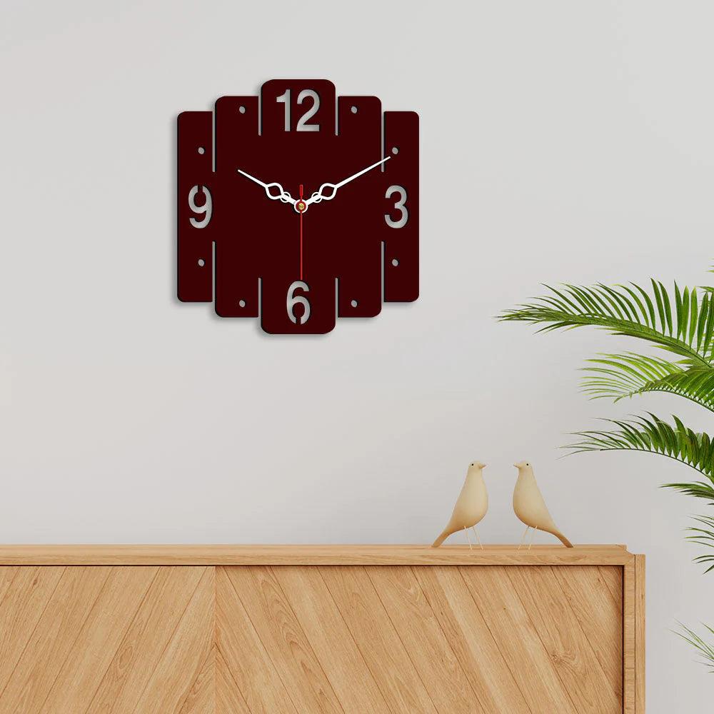 Trapezium Shape Designer Wooden Wall Clock - Decor Mantra 