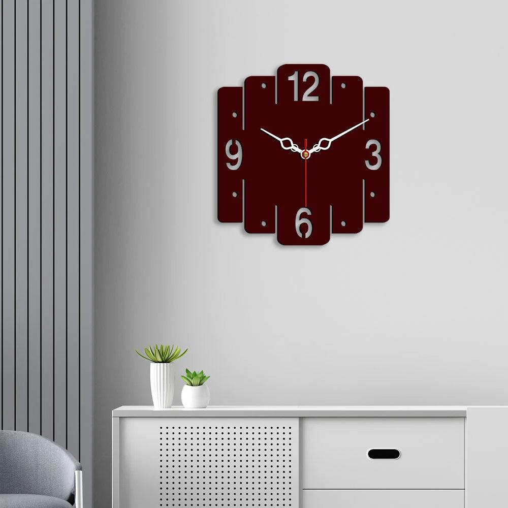 Trapezium Shape Designer Wooden Wall Clock - Decor Mantra 