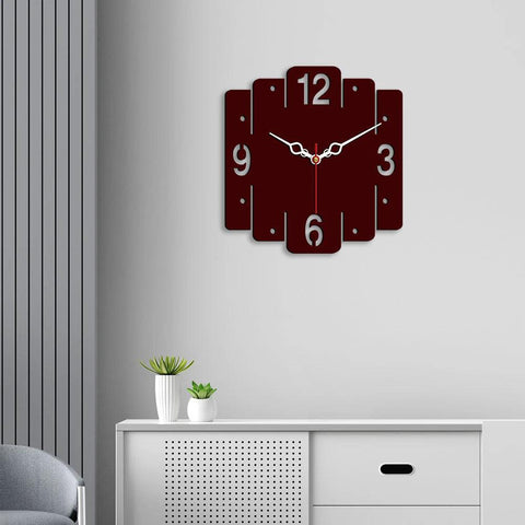 Trapezium Shape Designer Wooden Wall Clock - Decor Mantra 