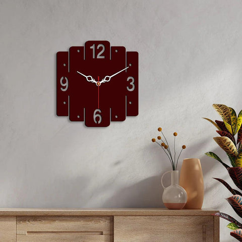 Trapezium Shape Designer Wooden Wall Clock - Decor Mantra 