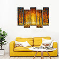 Tree Forest 5 Pieces Canvas Wall Painting DECORMANTRA