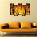 Tree Forest 5 Pieces Canvas Wall Painting DECORMANTRA