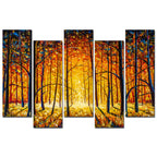 Tree Forest 5 Pieces Canvas Wall Painting DECORMANTRA