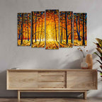 Tree Forest 5 Pieces Premium Wall Painting DECORMANTRA