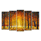 Tree Forest 5 Pieces Premium Wall Painting DECORMANTRA
