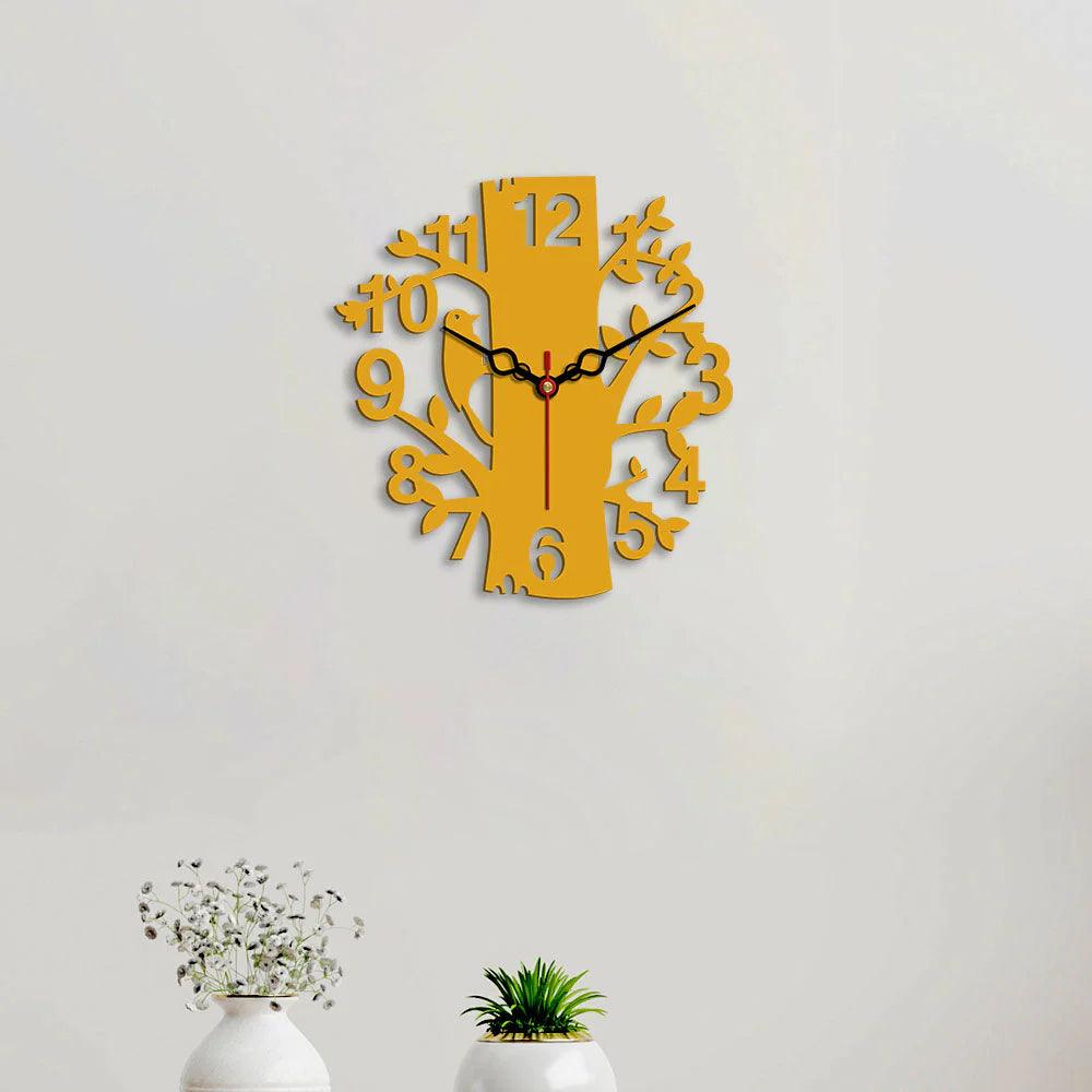 Tree Shape Designer Wooden Wall Clock - Decor Mantra 