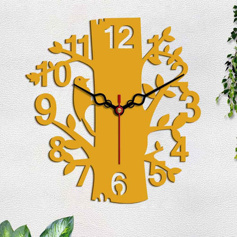 Tree Shape Designer Wooden Wall Clock - Decor Mantra 