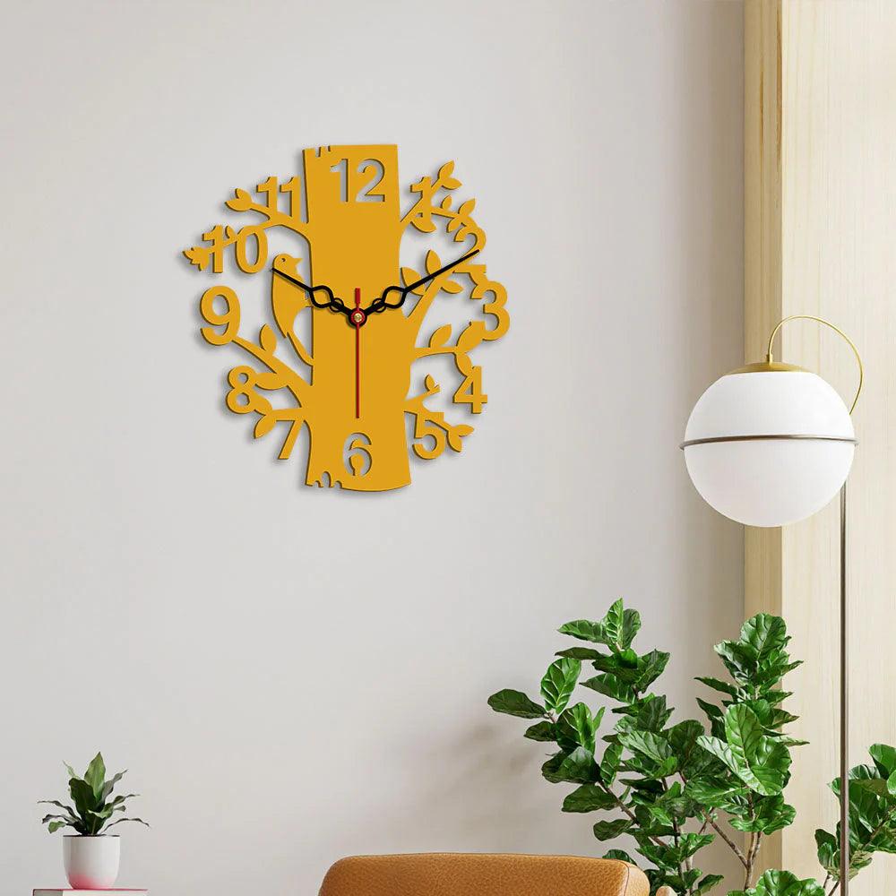 Tree Shape Designer Wooden Wall Clock - Decor Mantra 