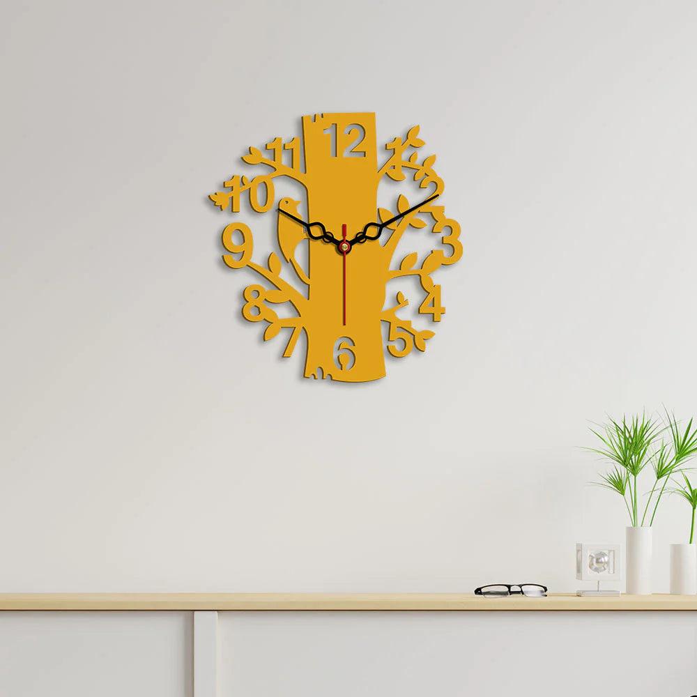 Tree Shape Designer Wooden Wall Clock - Decor Mantra 