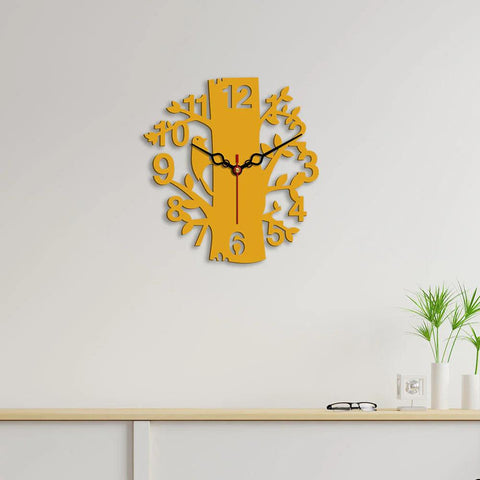 Tree Shape Designer Wooden Wall Clock - Decor Mantra 