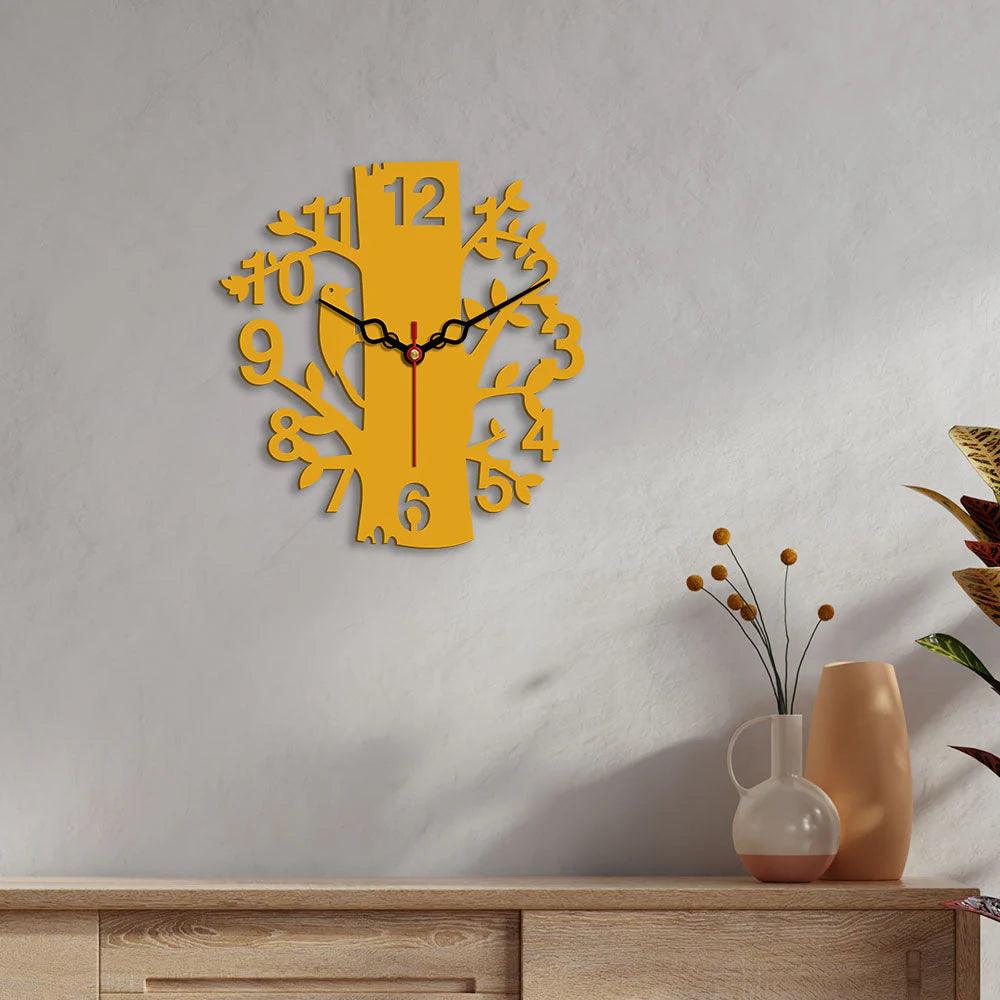 Tree Shape Designer Wooden Wall Clock - Decor Mantra 