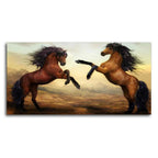Two Brown Horses Premium Wall Painting DECORMANTRA