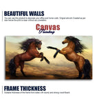 Two Brown Horses Premium Wall Painting DECORMANTRA