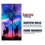 Two Deer in Forest at Night Premium Canvas Wall Painting DECORMANTRA