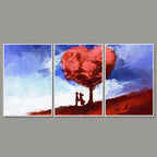 Two Love Couple Under Love Tree Floating Canvas Wall Painting Set of Three DECORMANTRA
